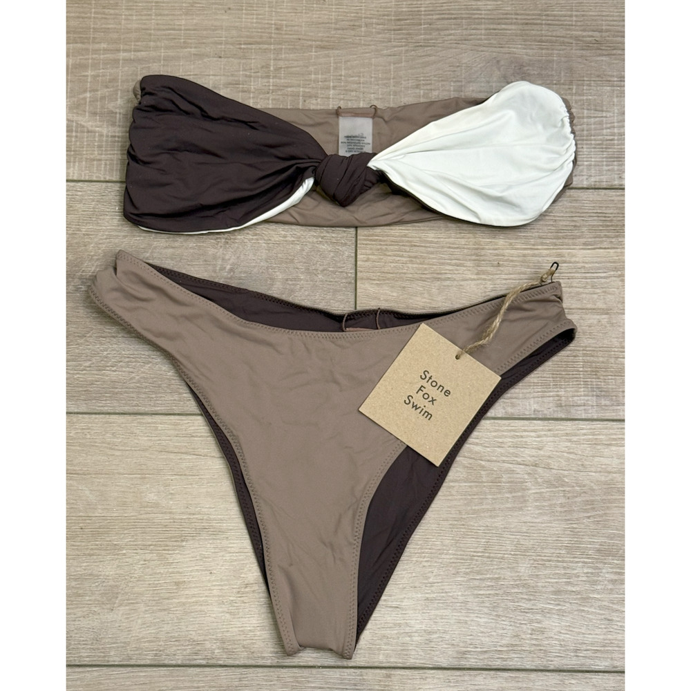 STONE FOX REVERSIBLE LELE BIKINI TOP ZOLA BOTTOMS SWIMSUIT SET FREE PEOPLE SZ M - Picture 2 of 7
